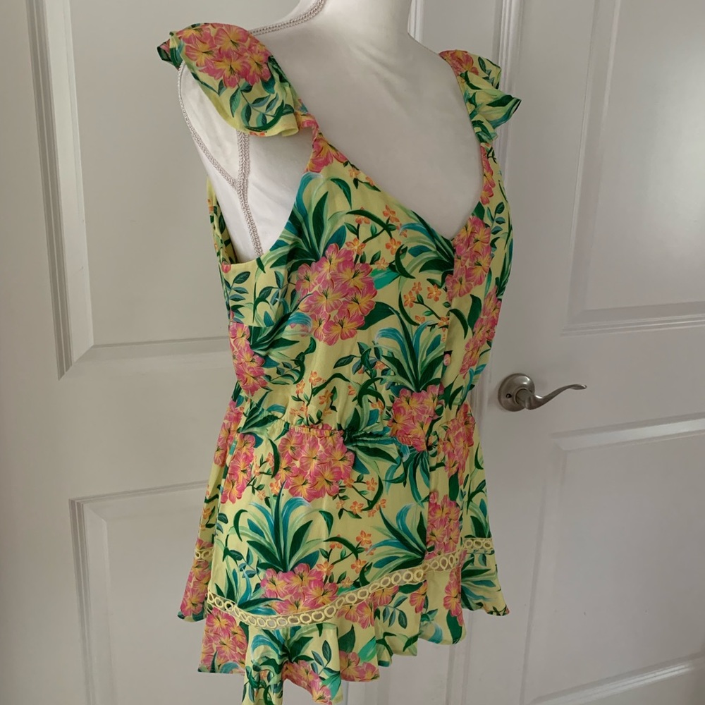 ANTHRO Farm Rio Ruffled Floral Tank - Picture 9 of 14